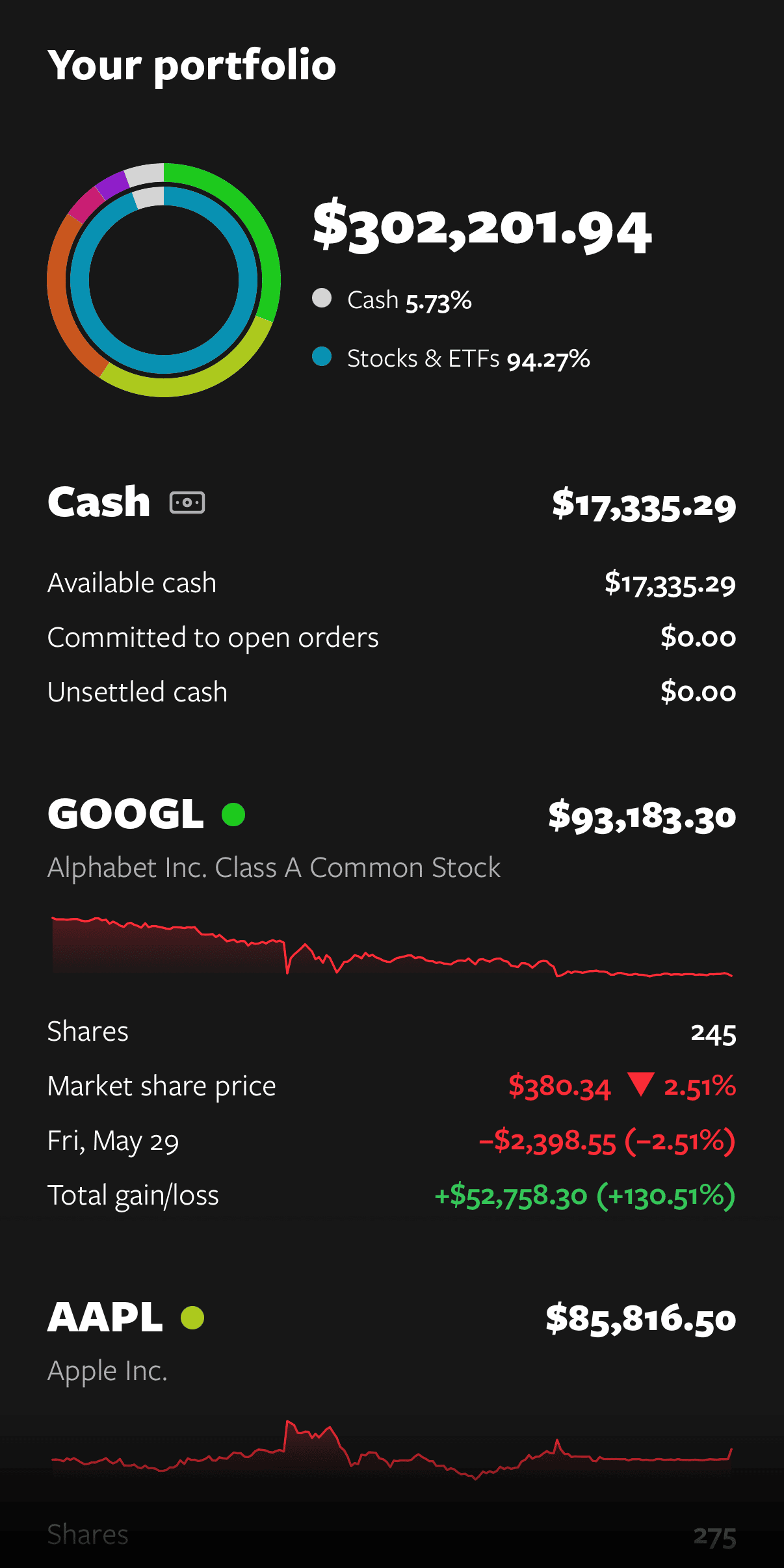 SMPLNVST portfolio dashboard shown on phone, tablet, and desktop